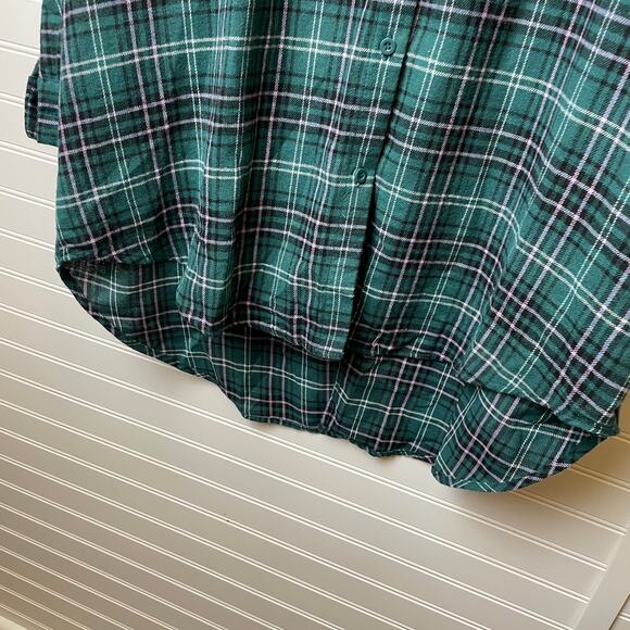 NWT L.I.F.E. Love is for Eternity Plaid Flannel Hi-Low Tie Back Top Size M - Picture 4 of 9